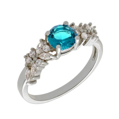 Bertha Juliet Collection Women's 18k Wg Plated Light Blue Cluster Fashion Ring Size 5 In Neutral