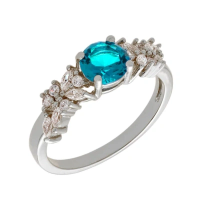 Bertha Juliet Collection Women's 18k Wg Plated Light Blue Cluster Fashion Ring Size 6 In White