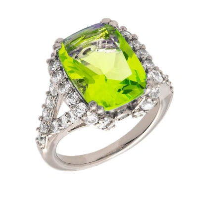 Bertha Juliet Collection Women's 18k Wg Plated Light Green Statement Fashion Ring Size 6 In White