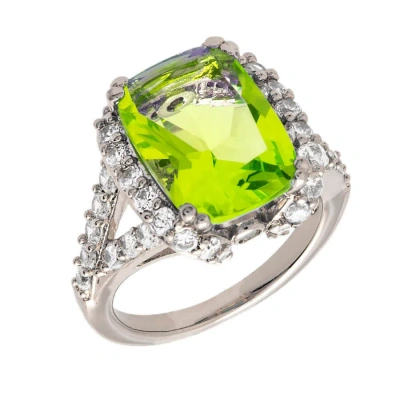 Bertha Juliet Collection Women's 18k Wg Plated Light Green Statement Fashion Ring Size 7 In White