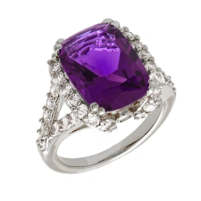 Bertha Juliet Collection Women's 18k Wg Plated Purple Statement Fashion Ring Size 6 In White