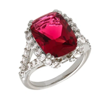 Bertha Juliet Collection Women's 18k Wg Plated Red Statement Fashion Ring Size 8 In White