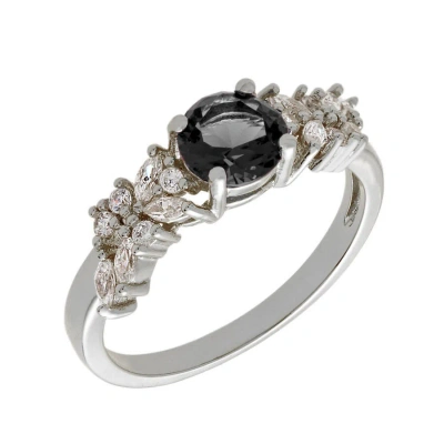 Bertha Juliet Collection Women's 18k White Gold Plated Black Cluster Fashion Ring Size 5
