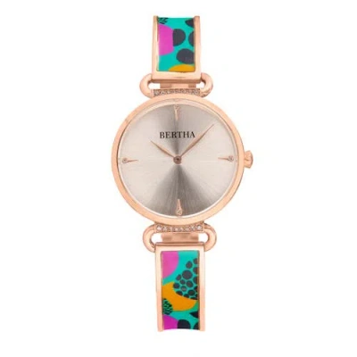Bertha Katherine Enamel-designed Bracelet Watch In Blue