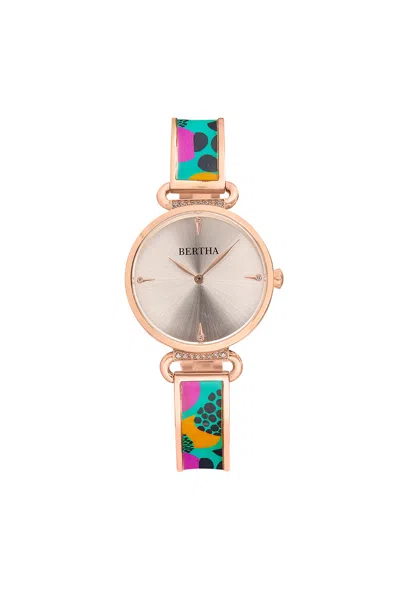 Bertha Katherine Enamel-designed Bracelet Watch In Gold