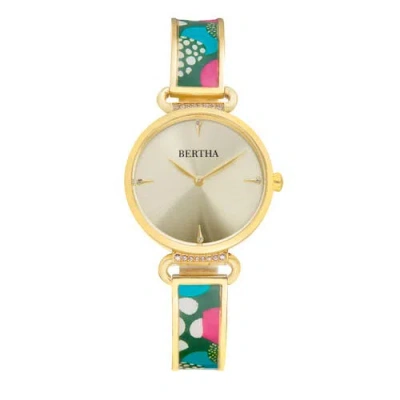 Bertha Katherine Enamel-designed Bracelet Watch In Green
