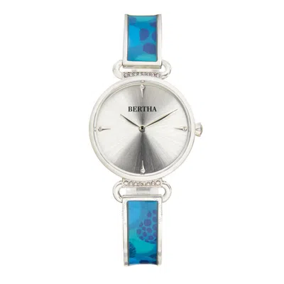 Bertha Katherine Quartz Crystal Silver Dial Ladies Watch Bthbs1302 In Blue