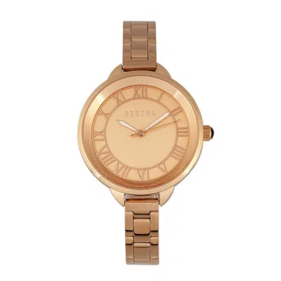 Bertha Madison Sunray Dial Bracelet Watch In Rose Gold