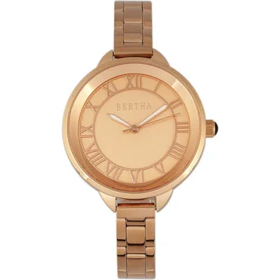 Bertha Madison Sunray Dial Bracelet Watch In Rose Gold