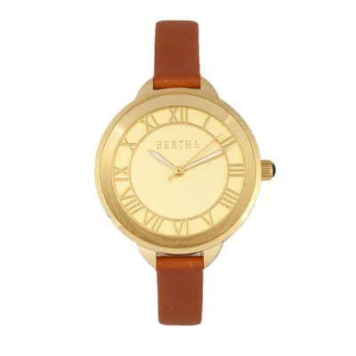 Bertha Madison Sunray Dial Leather-band Watch In Brown