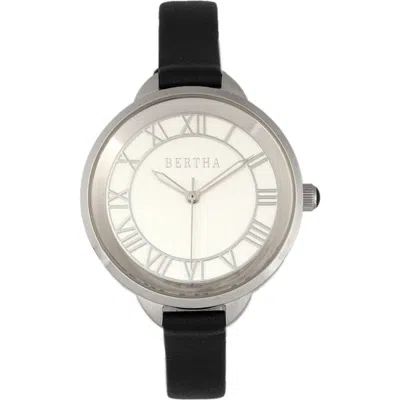 Bertha Madison Sunray Dial Leather-band Watch In Silver