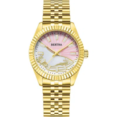Bertha Marina Ladies Quartz Watch In Gold