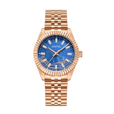 Bertha Marina Mother Of Pearl Ladies Quartz Watch In Gold
