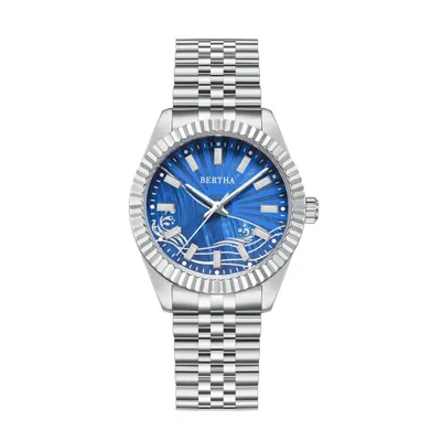 Bertha Marina Mother Of Pearl Ladies Quartz Watch In Silver