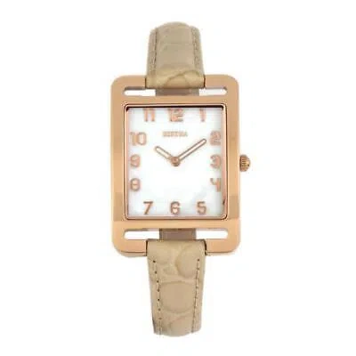 Pre-owned Bertha Marisol Swiss Mop Leather-band Watch - Cream