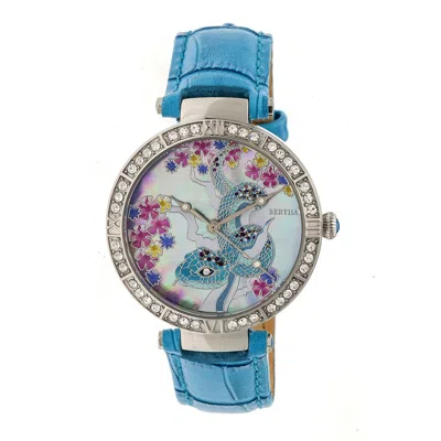 Bertha Mia Crystal Ladies Watch Br7401 In Mother Of Pearl/blue/silver Tone