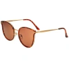 Bertha Ladies Gold Tone Cat Eye Sunglasses Brsbr056c3 In Gold/brown