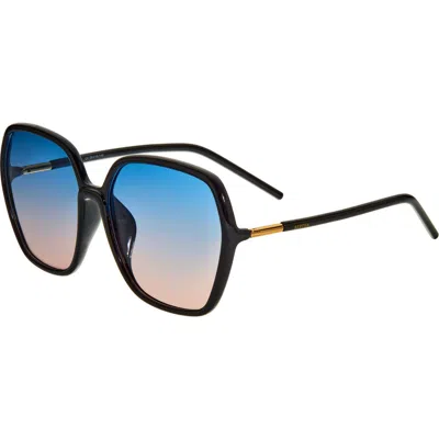 Bertha Priscilla Polarized Sunglasses In Black/blue-pink