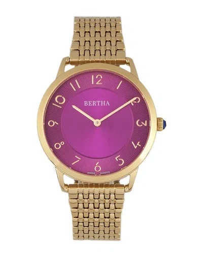 Bertha Abby Swiss Bracelet Watch In Rose Gold/fuchsia