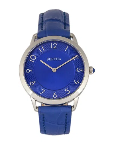 Bertha Abby Swiss Leather-band Watch In Blue