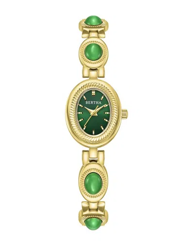 Bertha Rosalie Jade Stone Bracelet Watch In Gold