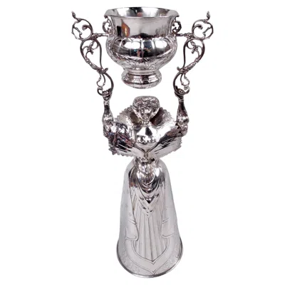 Pre-owned Berthold Muller Antique German Hanau Baroque Silver Wedding Cup With Stately Dame