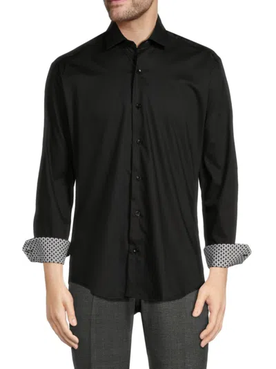 Bertigo Men's Bello Contrast Cuff Button Down Shirt In Black