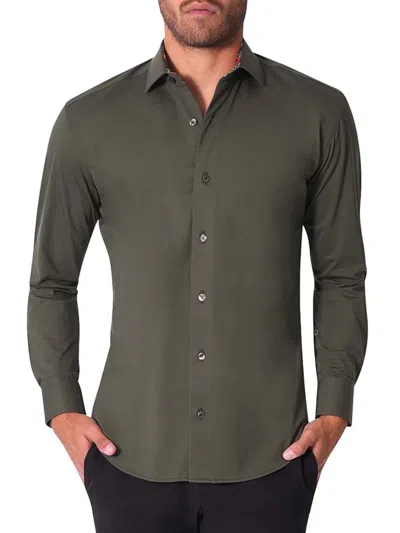 Bertigo Men's Contrast Cuff Shirt In Olive