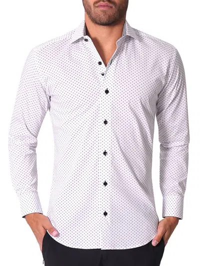 Bertigo Men's Foster Micro Pattern Shirt In White