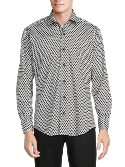 Bertigo Men's Geometric Print Shirt In Black