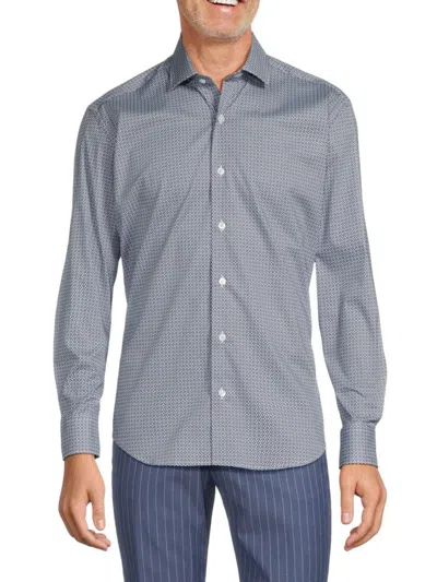 Bertigo Men's Geometric Print Shirt In Navy