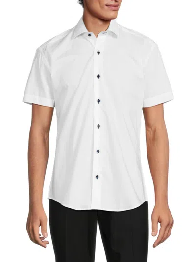 Bertigo Men's Lori Solid Short Sleeve Shirt In White
