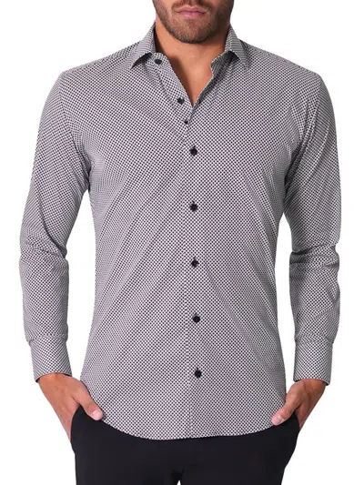 Bertigo Men's Patterned Shirt In Black White