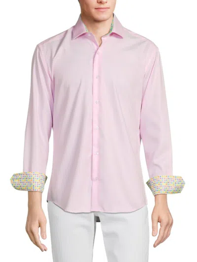 Bertigo Men's Polka Dot Cuff Sport Shirt In Pink