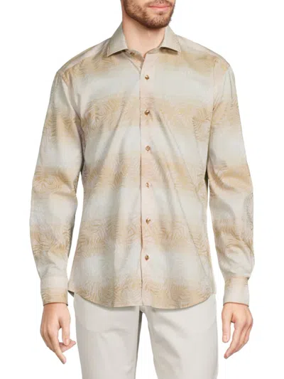 Bertigo Men's Print Faded Shirt In Tan