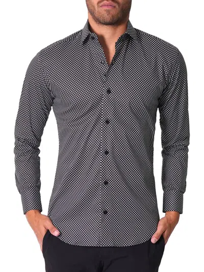 Bertigo Men's Remy Geometric Print Shirt In Black