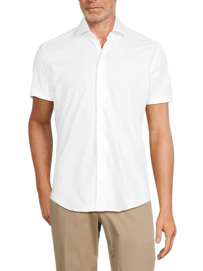 Bertigo Men's Short Sleeve Button Down Shirt In White