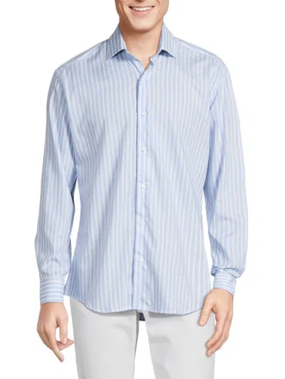 Bertigo Men's Striped Linen Shirt In Blue