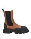 Bervicato Woman Ankle Boots Tan Size 11 Leather, Elastic Fibres In Brown