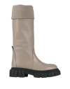 Bervicato Woman Boot Taupe Size 8 Leather, Textile Fibers In Gray
