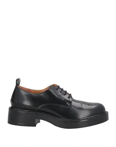 Bervicato Woman Lace-up Shoes Black Size 10 Calfskin