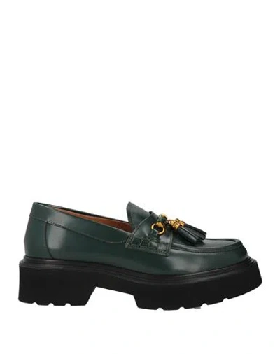 Bervicato Woman Loafers Dark Green Size 7 Leather