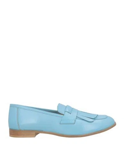 Bervicato Woman Loafers Sky Blue Size 10 Leather