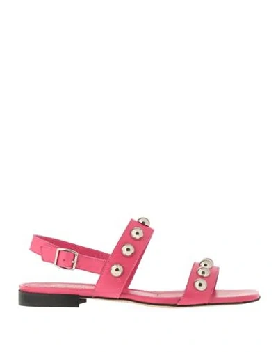 Bervicato Woman Sandals Fuchsia Size 8 Leather In Pink