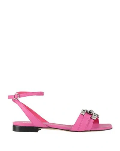 Bervicato Woman Sandals Fuchsia Size 8 Leather In Pink
