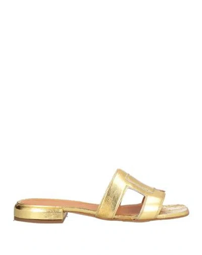 Bervicato Woman Sandals Gold Size 8 Leather