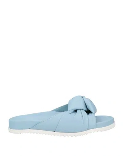 Bervicato Woman Sandals Sky Blue Size 8 Leather