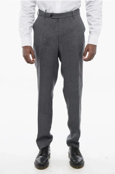 Berwich 4-pocketed Morello Pure Linen Pants In Gray