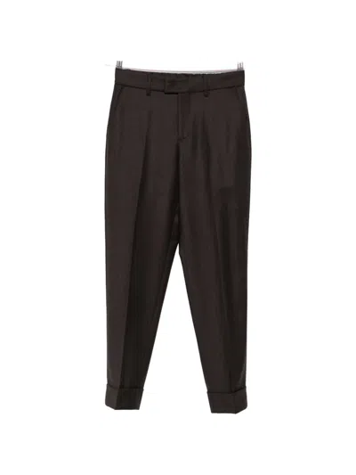 Berwich Alice Long Pleated-detail Turn-up Trousers In Black