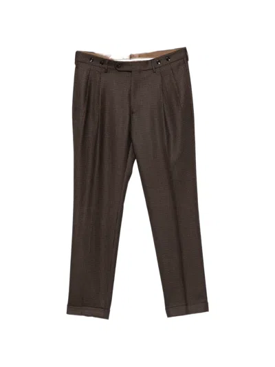 Berwich Barber Houndstooth-pattern Pleated Trousers In Multi